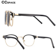 Load image into Gallery viewer, 53874 Retro Round Anti Blue Light Glasses Frames Polarized Flip-On Sunglasses Men Women TR90 Computer Eyeglasses