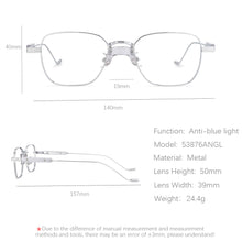 Load image into Gallery viewer, 53876 Small Frame Punk Metal Anti Blue Light Optical Glasses Frames Men Women Computer Eyeglasses