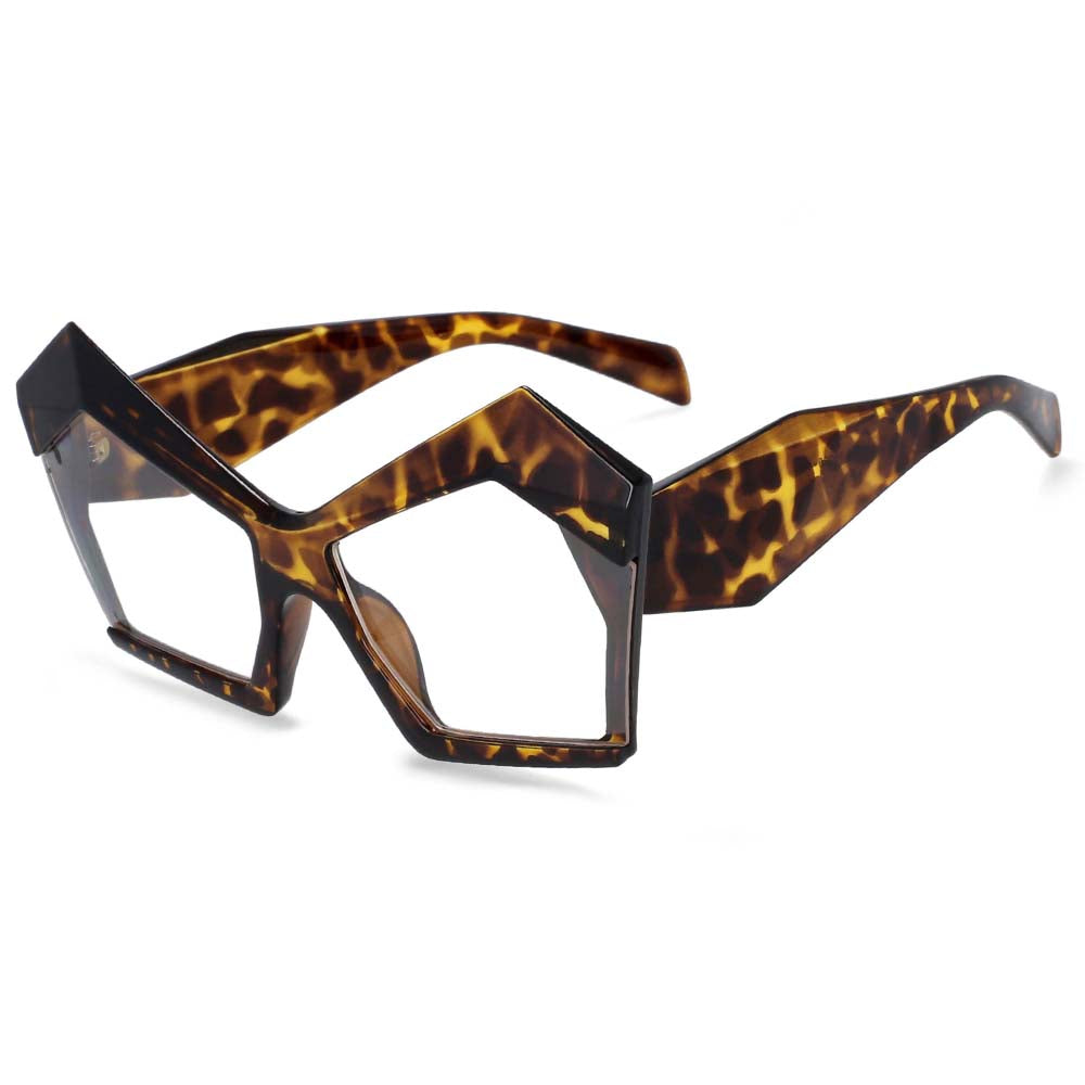 53877 Big Frame Anti-Blue Light Cat Eye Polygon Sunglasses Women Vintage Glasses