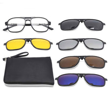 Load image into Gallery viewer, 53881 TR90 Anti Blue Light Glasses Frames with 5 Magnetic Clip Lens Polarized Sunglasses Men Women Uv400 Vintage Eyeglasses