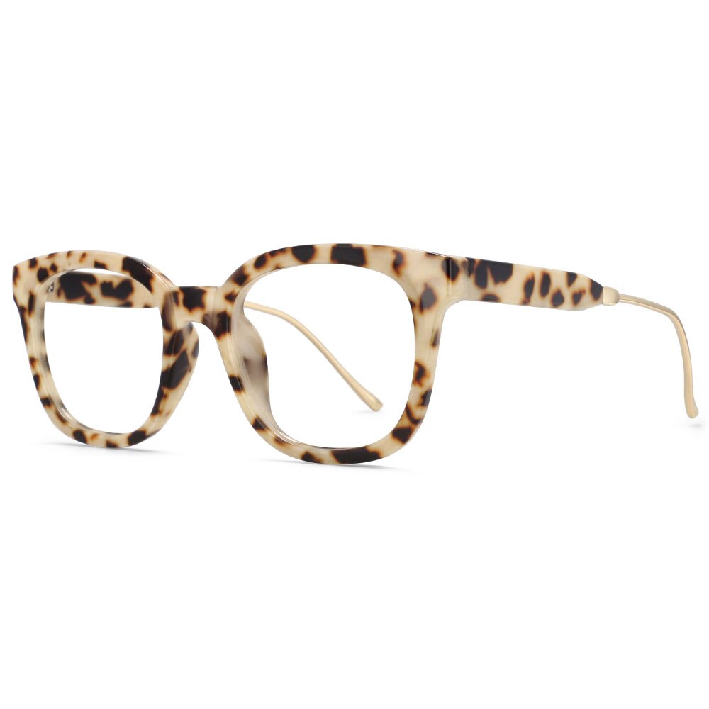 53930 Retro Square Leopard Glasses Frames Anti Blue Light Men Women Computer Eyeglasses