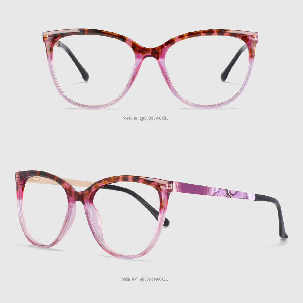 53935 Acetate Optical Glasses Frames Round Men Women Leopard Computer Eyeglasses
