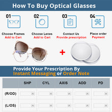 Load image into Gallery viewer, 53963 Cat Eye Metal Anti Blue Light Glasses Frames Polarized Sunglasses Women Magnetic Clip Computer Eyeglasses