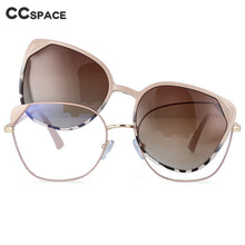 Load image into Gallery viewer, 53963 Two Piece Set Cat Eye Anti Blue Light Metal Men Women's Computer Glasses With Magnetic Clip Polarized UV400 Lenses
