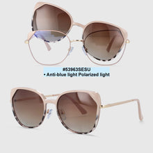 Load image into Gallery viewer, 53963 Two Piece Set Cat Eye Anti Blue Light Metal Men Women's Computer Glasses With Magnetic Clip Polarized UV400 Lenses