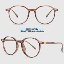 Load image into Gallery viewer, 53964 Retro Round Anti Blue Light Glasses Frames Rivet Men Women TR90 Computer Eyeglasses