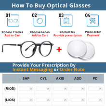 Load image into Gallery viewer, 53964 Retro Round Anti Blue Light Glasses Frames Rivet Men Women TR90 Computer Eyeglasses