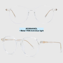 Load image into Gallery viewer, 53964 Retro Round Anti Blue Light Glasses Frames Rivet Men Women TR90 Computer Eyeglasses