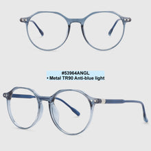 Load image into Gallery viewer, 53964 Retro Round Anti Blue Light Glasses Frames Rivet Men Women TR90 Computer Eyeglasses