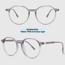 Load image into Gallery viewer, 53964 Retro Round Anti Blue Light Glasses Frames Rivet Men Women TR90 Computer Eyeglasses