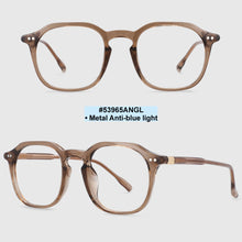 Load image into Gallery viewer, 53965 Retro Round Plastic Titanium Anti Blue Light Optical Glasses Frames Rivet Men Women TR90 Computer Eyeglasses