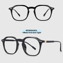 Load image into Gallery viewer, 53965 Retro Round Plastic Titanium Anti Blue Light Optical Glasses Frames Rivet Men Women TR90 Computer Eyeglasses