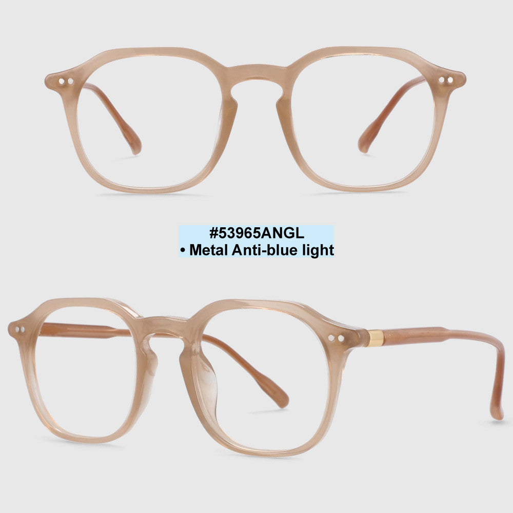 53965 Retro Round Plastic Titanium Anti Blue Light Optical Glasses Frames Rivet Men Women TR90 Computer Eyeglasses