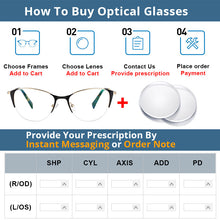 Load image into Gallery viewer, 53989 Cat Eye Half Frame Metal Prescription Glasses Frames Women Retro Optical Eyeglasses
