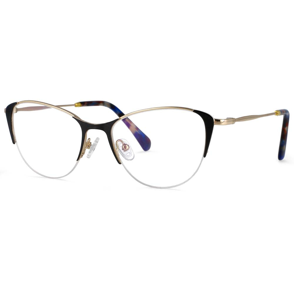 53989 Cat Eye Half Frame Metal Prescription Glasses Frames Women Retro Optical Eyeglasses