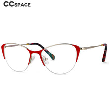 Load image into Gallery viewer, 53989 Cat Eye Half Frame Metal Prescription Glasses Frames Women Retro Optical Eyeglasses