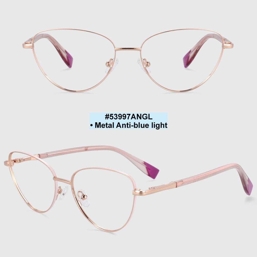 53997 Cat Eye Metal Frame Anti Blue Light Optical Glasses Women Computer Eyeglasses