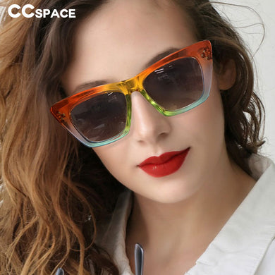 54001 Cat Eye Rainbow Sunglasses Retro Rivet Women Shades Uv400 Vintage Glasses
