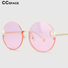 Load image into Gallery viewer, 54016 Half Frame Round Sunglasses Pearl Women Shades Uv400 Vintage Glasses
