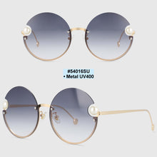 Load image into Gallery viewer, 54016 Half Frame Round Sunglasses Pearl Women Shades Uv400 Vintage Glasses
