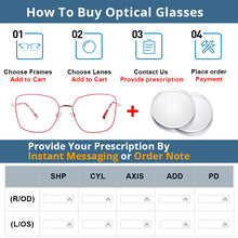 Load image into Gallery viewer, 54021 Square Metal Anti Blue Light Optical Glasses Frames Women Myopia Eyewear Computer Eyeglasses