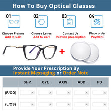 Load image into Gallery viewer, 54025 Cat Eye Anti Blue Light TR90 Optical Glasses Frames Spring Leg Women Computer Eyeglasses
