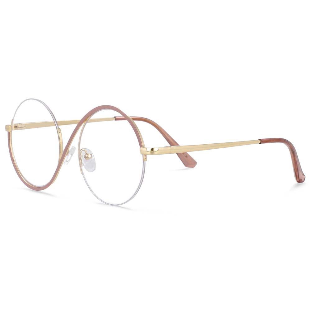 54042 Round Metal Half Frame Anti Blue Light Optical Glasses Frames Men Women Computer Eyeglasses