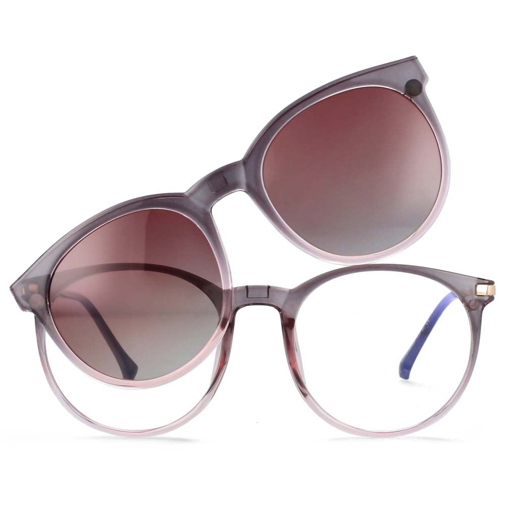 54044 Retro Round Anti Blue Light Glasses Frames Polarized Sunglasses Magnetic Clip Men Women Computer Eyeglasses