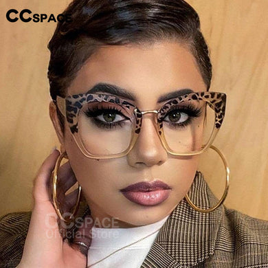 54045 Oversized Cat Eye Anti Blue Light Glasses Frames Leopard Women Computer Eyeglasses