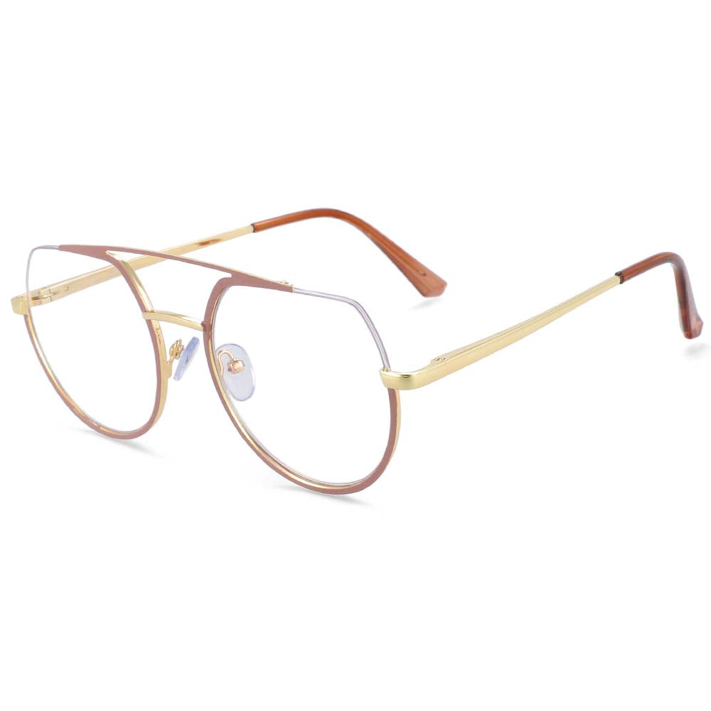54071 Oversized Half Frame Metal Anti Blue Light Optical Glasses Frames Men Women Computer Eyeglasses