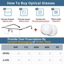 Load image into Gallery viewer, 54072 Rectangle Half Frame Anti Blue Light Metal Optical Glasses Frames Men Women Rimless Computer Eyeglasses