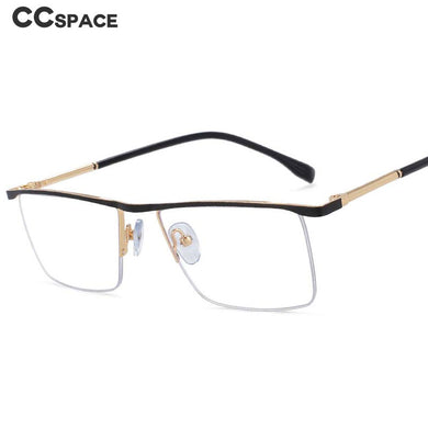 54072 Rectangle Half Frame Anti Blue Light Metal Optical Glasses Frames Men Women Rimless Computer Eyeglasses