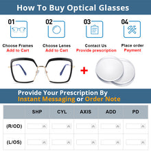 Load image into Gallery viewer, 54078 Half Frame Square Big Frame Anti Blue Light Optical Glasses Frames Men Women Computer Eyeglasses