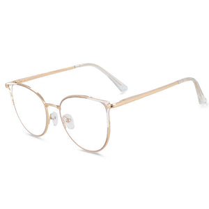 54080 Metal Anti Blue Light Spring Leg Cat Eye Optical Glasses Frames Women Computer Eyeglasses