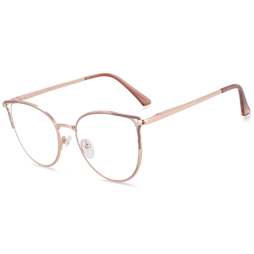 54080 Metal Anti Blue Light Spring Leg Cat Eye Optical Glasses Frames Women Computer Eyeglasses