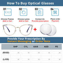 Carica l&#39;immagine nel visualizzatore di Gallery, 54080 Metal Anti Blue Light Spring Leg Cat Eye Optical Glasses Frames Women Computer Eyeglasses