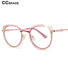 Load image into Gallery viewer, 54081  Women Cat Eye Anti Blue Light Metal Optical Glasses Frames Hollow Pattern Computer Eyeglasses