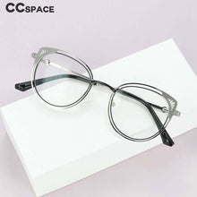 Load image into Gallery viewer, 54081  Women Cat Eye Anti Blue Light Metal Optical Glasses Frames Hollow Pattern Computer Eyeglasses