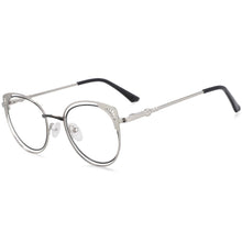 Load image into Gallery viewer, 54081  Women Cat Eye Anti Blue Light Metal Optical Glasses Frames Hollow Pattern Computer Eyeglasses