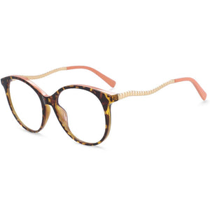 54102 TR90 Round Anti Blue Light Chain Spring Leg Optical Glasses Frames Women Computer Eyeglasses
