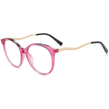 Carica l&#39;immagine nel visualizzatore di Gallery, 54102 TR90 Round Anti Blue Light Chain Spring Leg Optical Glasses Frames Women Computer Eyeglasses