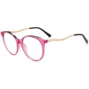 54102 TR90 Round Anti Blue Light Chain Spring Leg Optical Glasses Frames Women Computer Eyeglasses