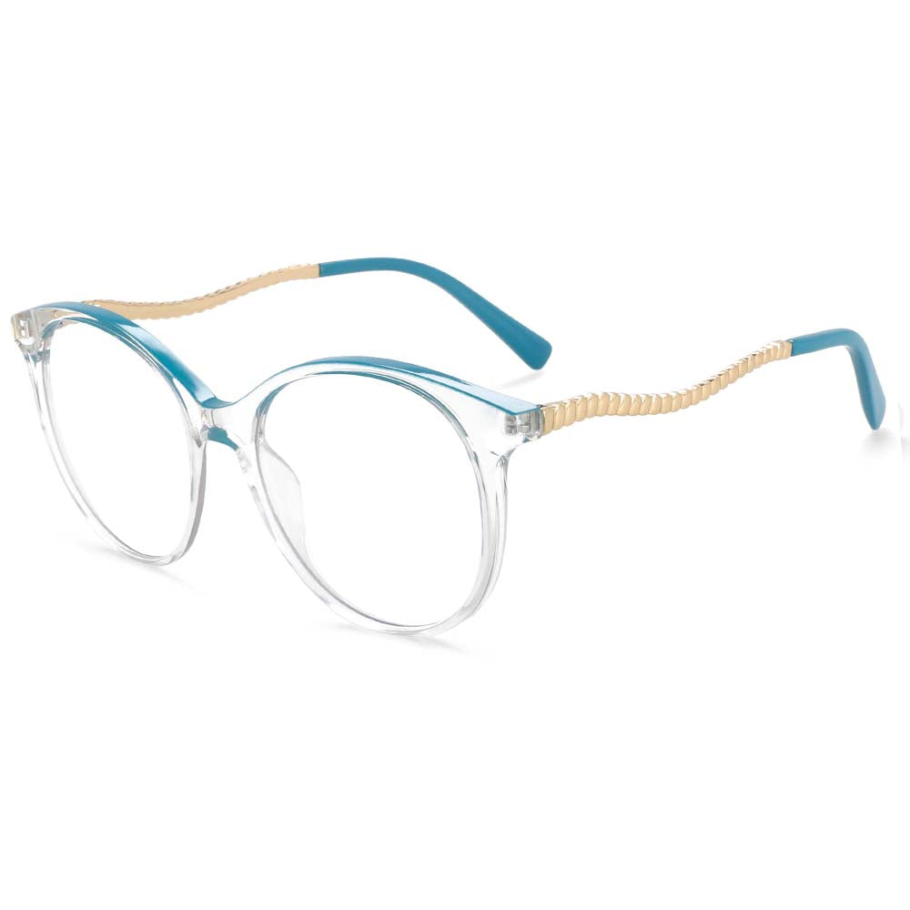 54102 TR90 Round Anti Blue Light Chain Spring Leg Optical Glasses Frames Women Computer Eyeglasses