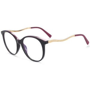 54102 TR90 Round Anti Blue Light Chain Spring Leg Optical Glasses Frames Women Computer Eyeglasses