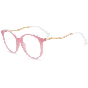 54102 TR90 Round Anti Blue Light Chain Spring Leg Optical Glasses Frames Women Computer Eyeglasses