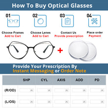 Load image into Gallery viewer, 54103 Cat Eye Metal Anti Blue Light Women Optical Glasses Frames Vintage Computer Eyeglasses