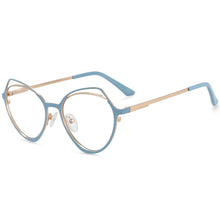 Load image into Gallery viewer, 54103 Cat Eye Metal Anti Blue Light Women Optical Glasses Frames Vintage Computer Eyeglasses