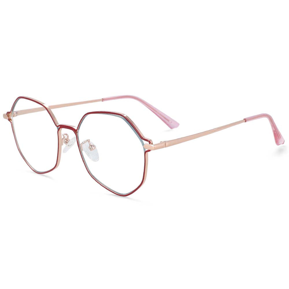 54104 Polygon Metal Anti Blue Light Optical Glasses Frames Men Women Computer Eyeglasses