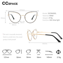 Load image into Gallery viewer, 54106 For Lady Retro Cat Eye Metal Anti Blue Light Optical Glasses Frames Women Computer Eyeglasses