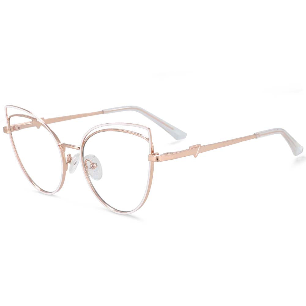 54106 For Lady Retro Cat Eye Metal Anti Blue Light Optical Glasses Frames Women Computer Eyeglasses